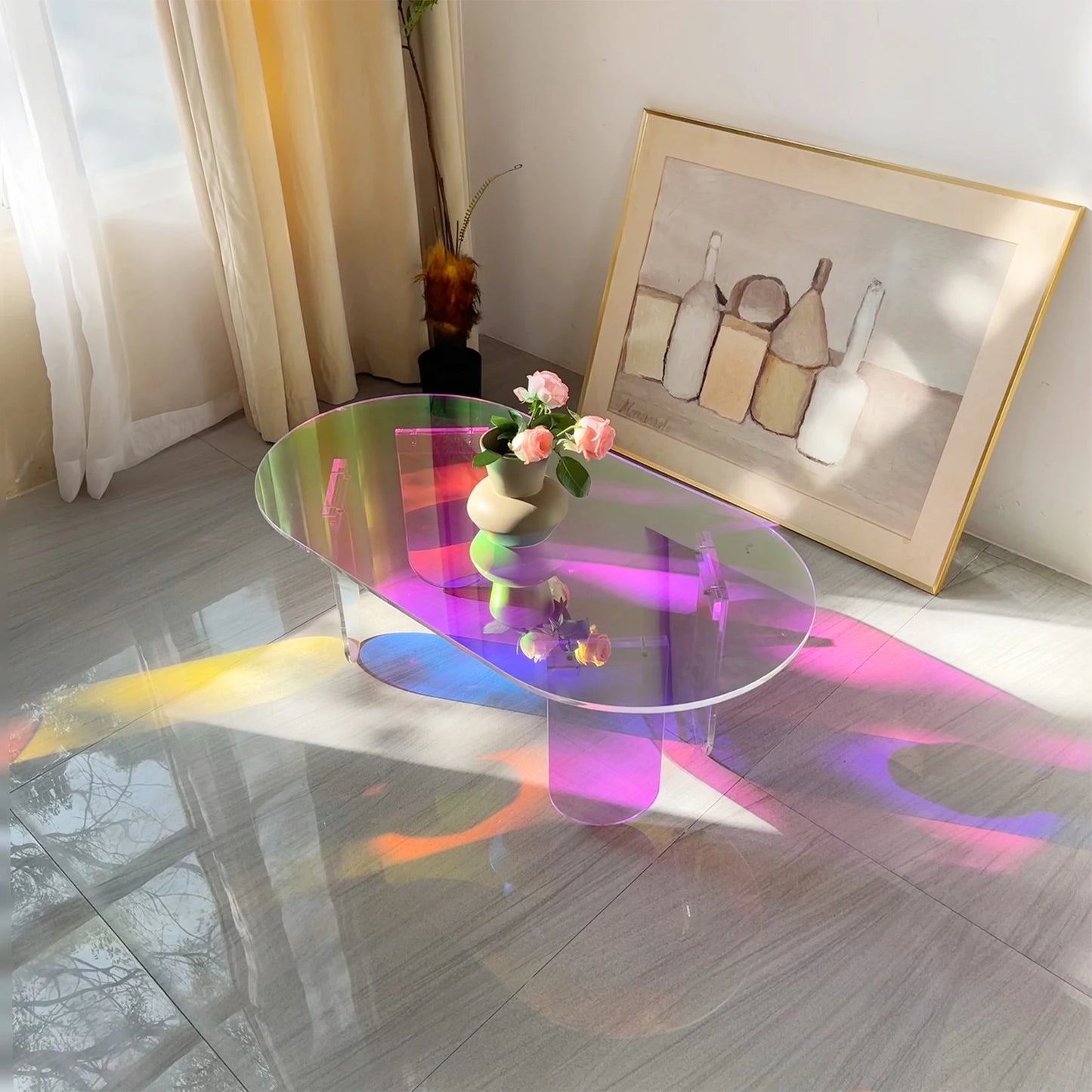 Iridescent Coffee Table - Acrylic Living Room Piece for Modern Interiors